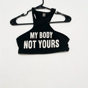 SHEIN Black Crop Top with Bold Statement